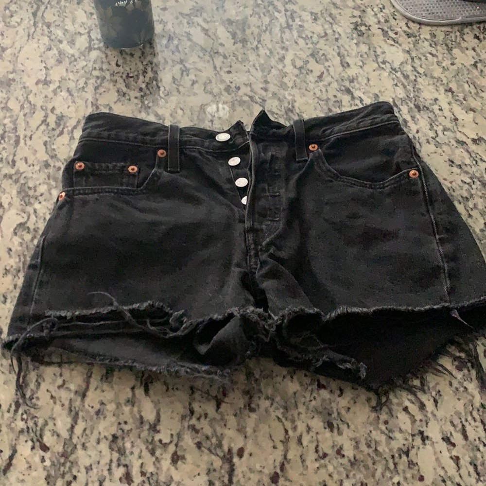 Black denim Levi shorts